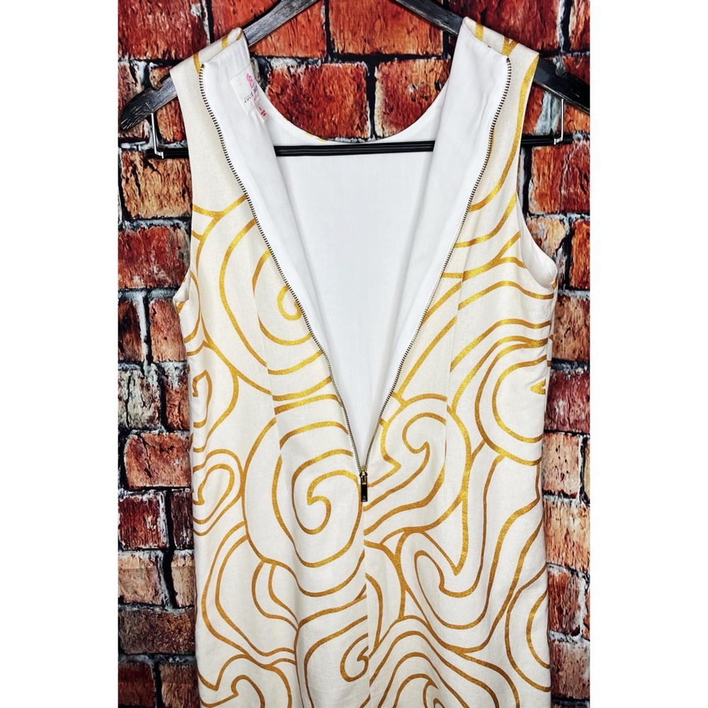 Julie Brown NYC Women’s Sleeveless Shift Lined Dress Sz 6 White Gold Linen Blend - Picture 4 of 4
